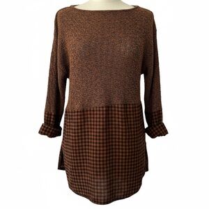 Cut Loose Brown and Black Textured Tunic